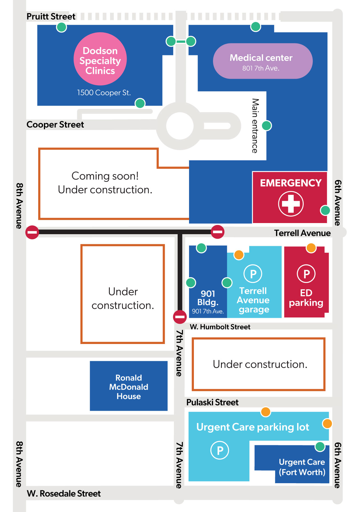 Map showcasing the upcoming closure of the 7th Avenue and Terrell Avenue intersection.