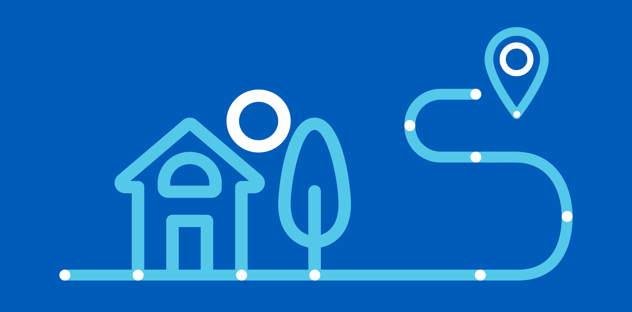 Pictogram for locations with outline of a building and map pin