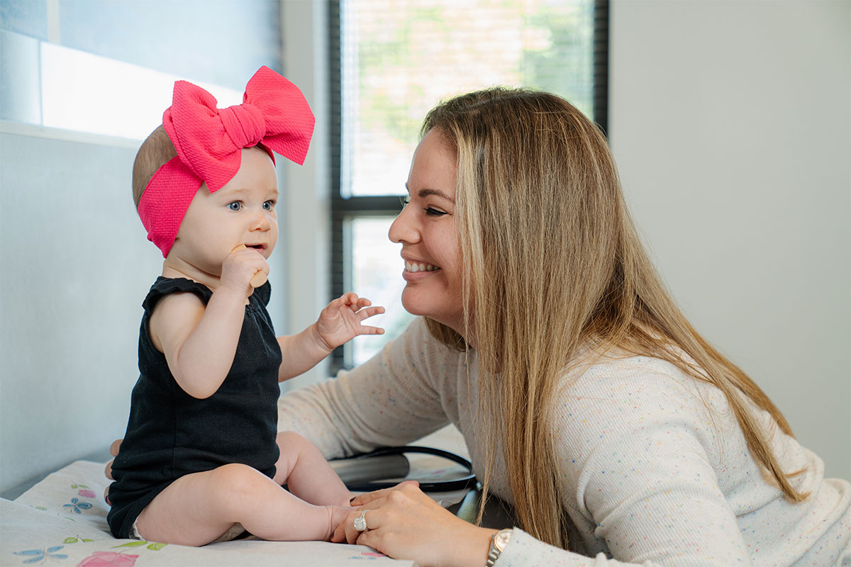 Pediatric physician examining a baby at a primary care office in Fort Worth, Texas