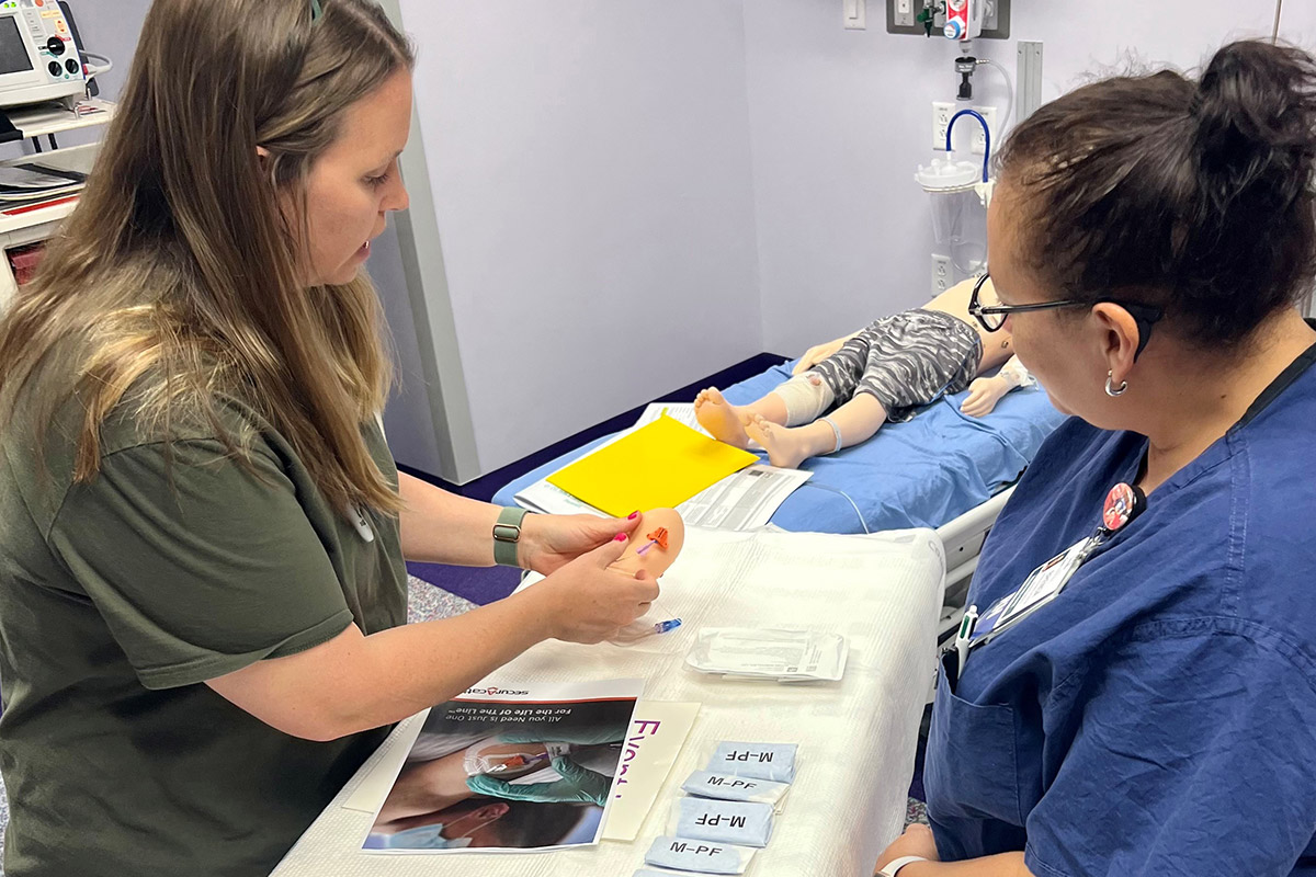 Nurse practicing on simulation